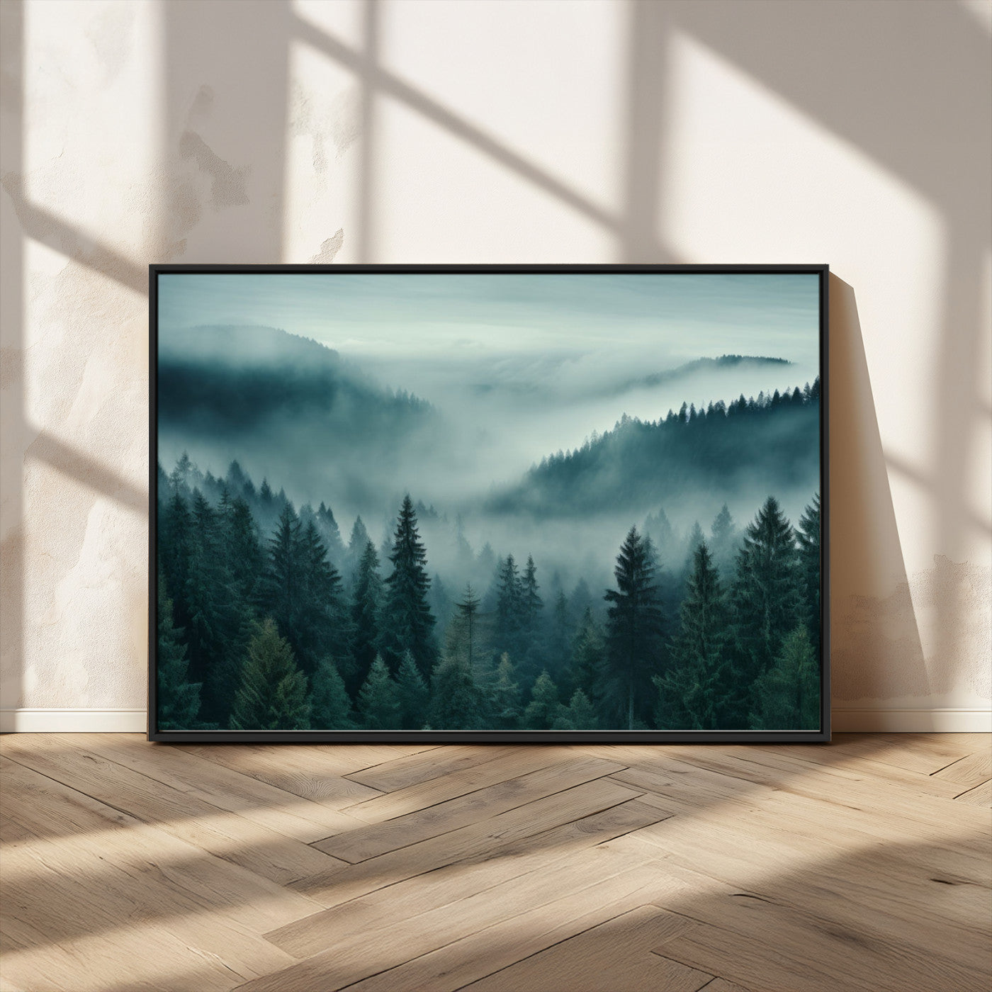MGV-FC-36X24 - Captivating Misty Foggy Forest Wall Art Premium Canvas Print