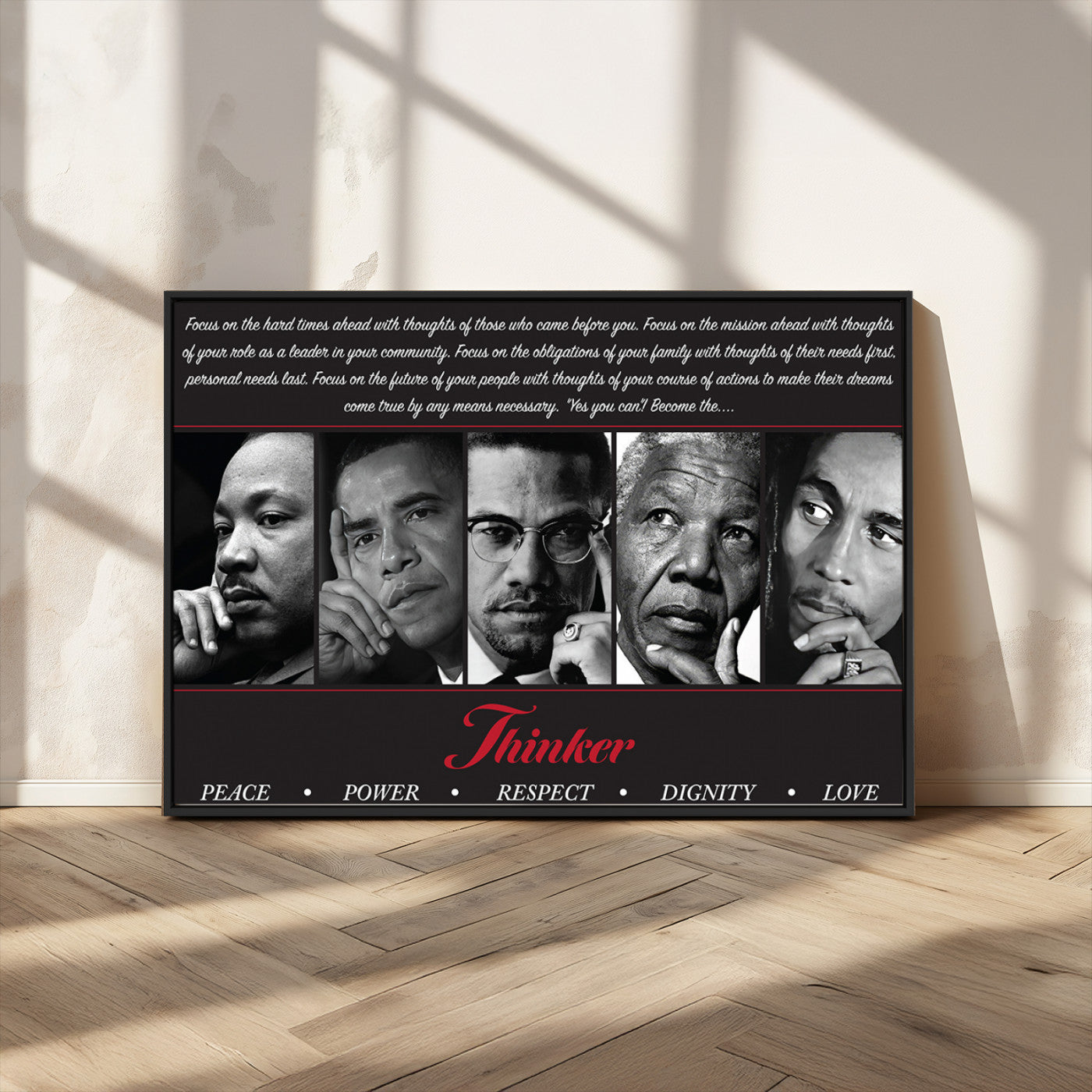 MGV-FC-36X24 - Thinker Peace Power Respect Dignity Wall Art | Thinkers of Changel Wall Art Featuring Icons of