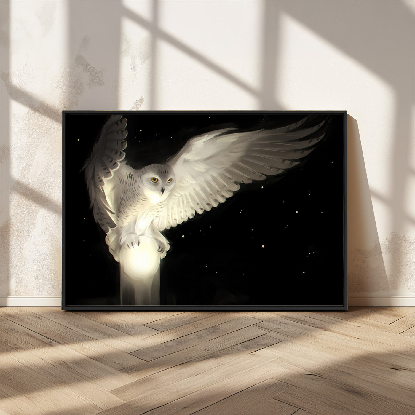 MGV-FC-36X24 - Night Owl Art -  Illuminating the Darkness – Unique Animal-Inspired Wall Art for Modern Decor |