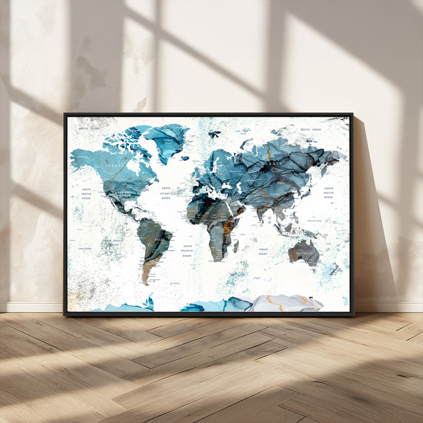 MGV-FC-36X24 - Push Pin World Map Canvas Print – Framed Wall Art for Couples to Track Their Travels – Anniversary