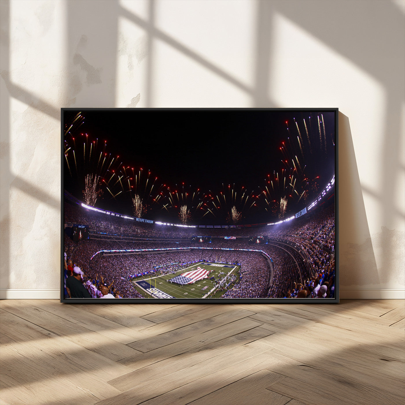 MGV-FC-36X24 - New York Giants Football Team Print - East Rutherford MetLife Stadium Wall Art Canvas Print