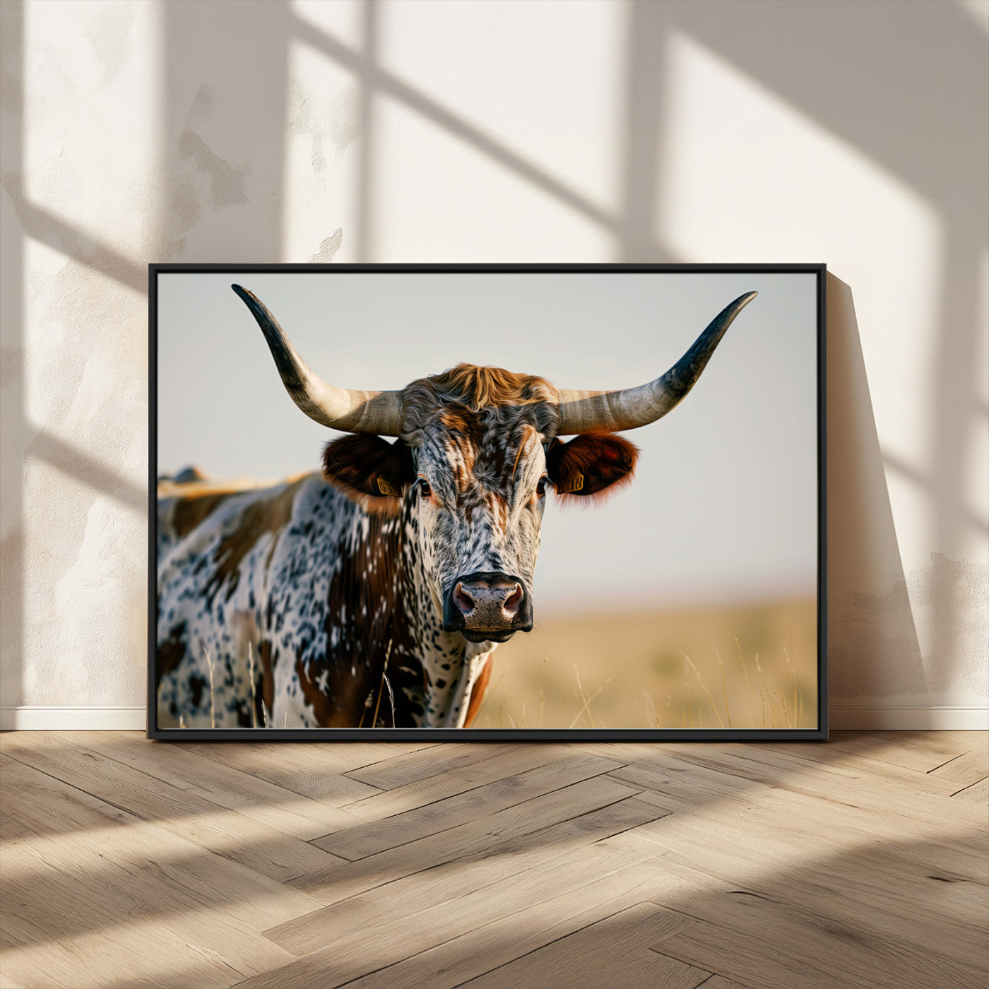 MGV-FC-36X24 - Texas Bull Longhorn Wall Art Canvas Print for Farm House Wall Decor, Farmhouse Wall Art Print
