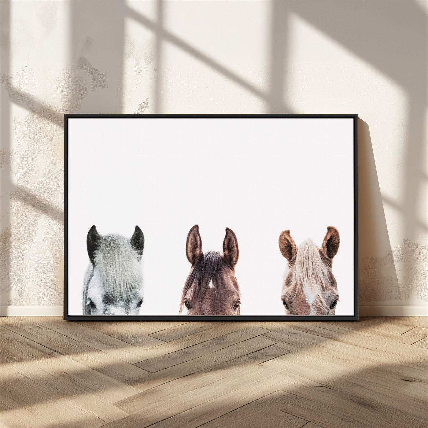 MGV-FC-36X24 - Horse Wall Art - Minimalist Horse Triptych Wall Art – Modern 3-Panel Giclée Canvas Featuring Horse