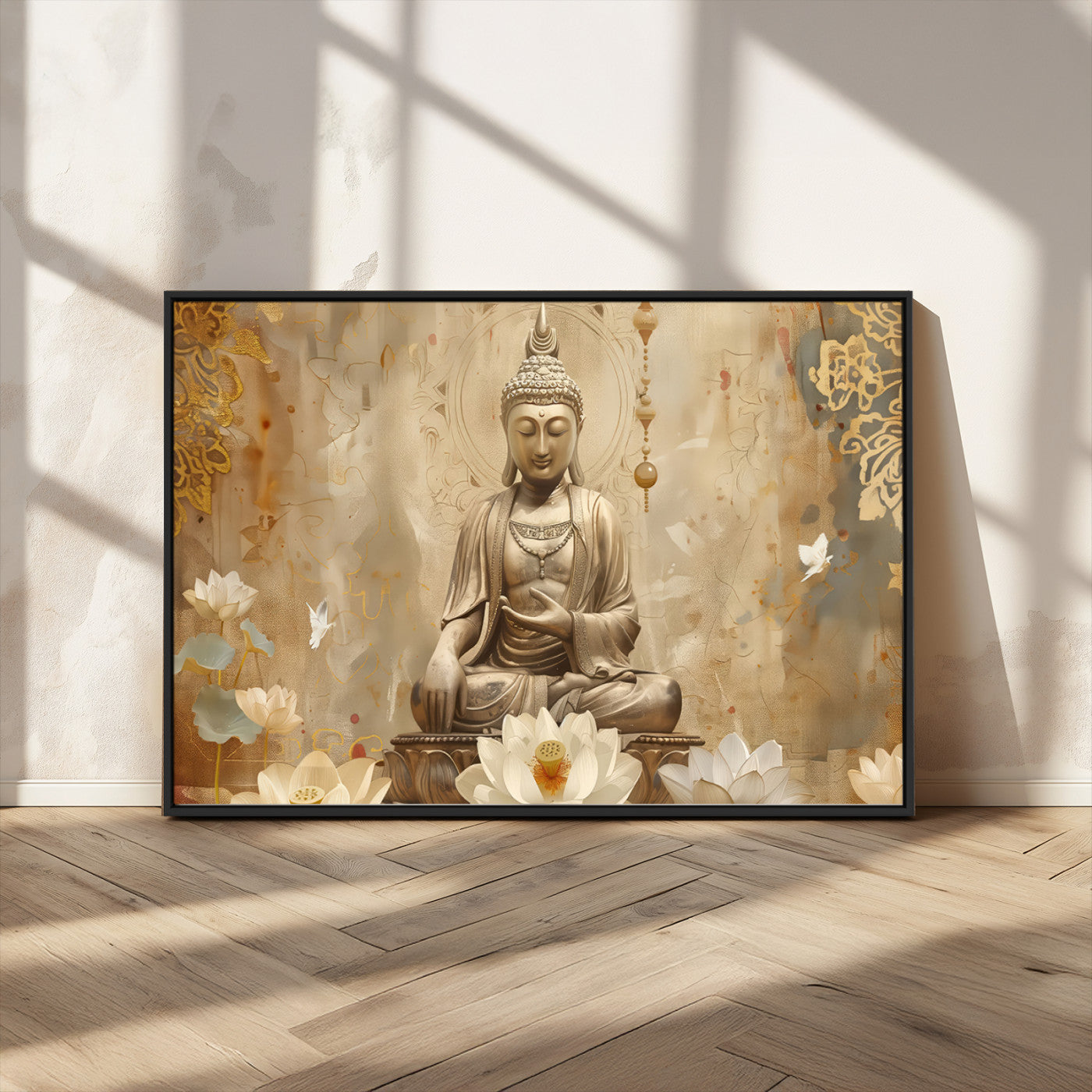 MGV-FC-36X24 - Buddha Wall Art Canvas Print, Buddha Meditation Room Decor, Yoga Room Wall Decor