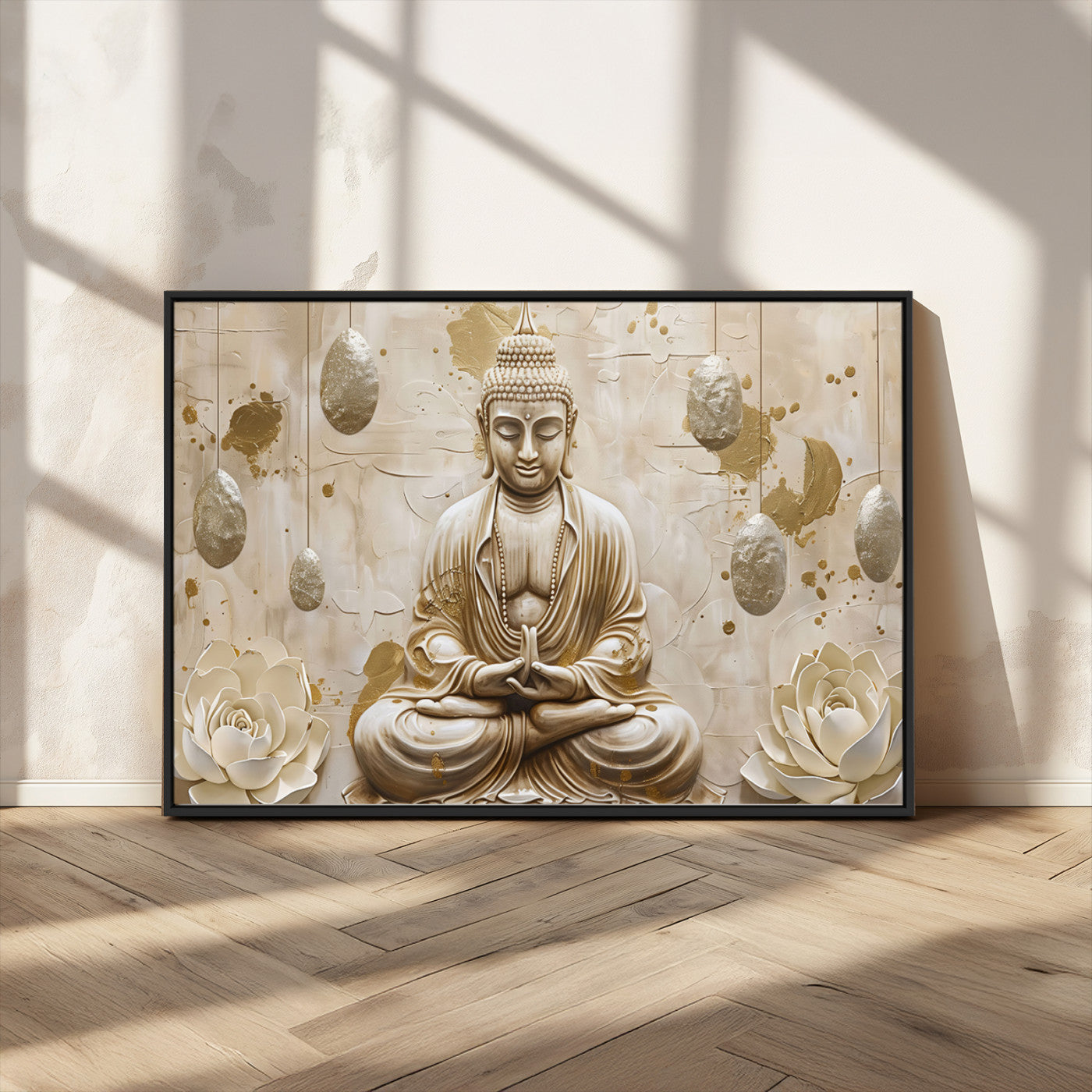 MGV-FC-36X24 - Serene Buddha Wall Art | Yoga Room Decor and Meditation Wall Art Print | Framed and Ready to Hang