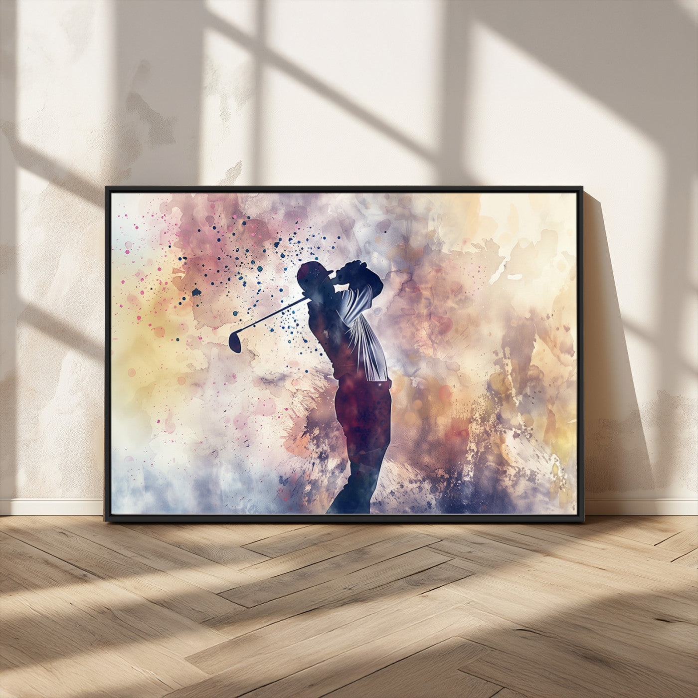 MGV-FC-36X24 - Abstract Watercolor Golf Player Wall Art Canvas Print