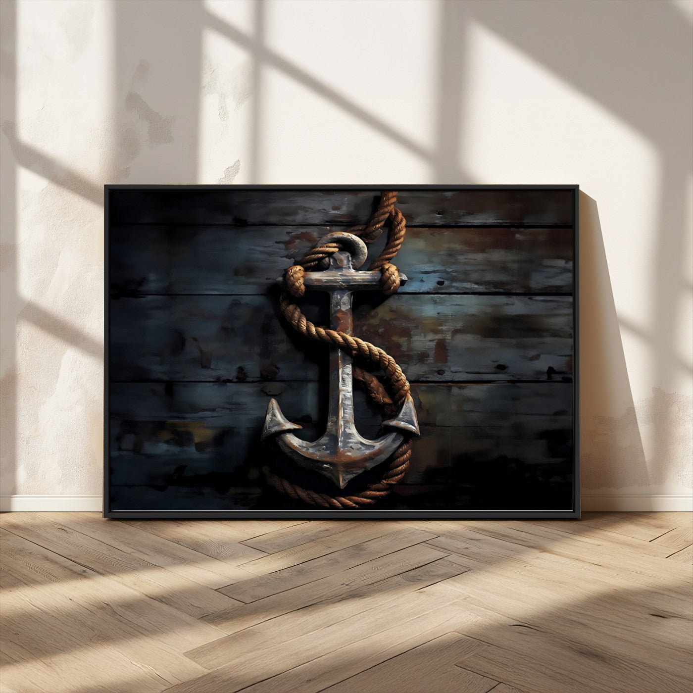 MGV-FC-36X24 - 3 Panel Grunge Abstract Anchor Wall Art Canvas Print Set