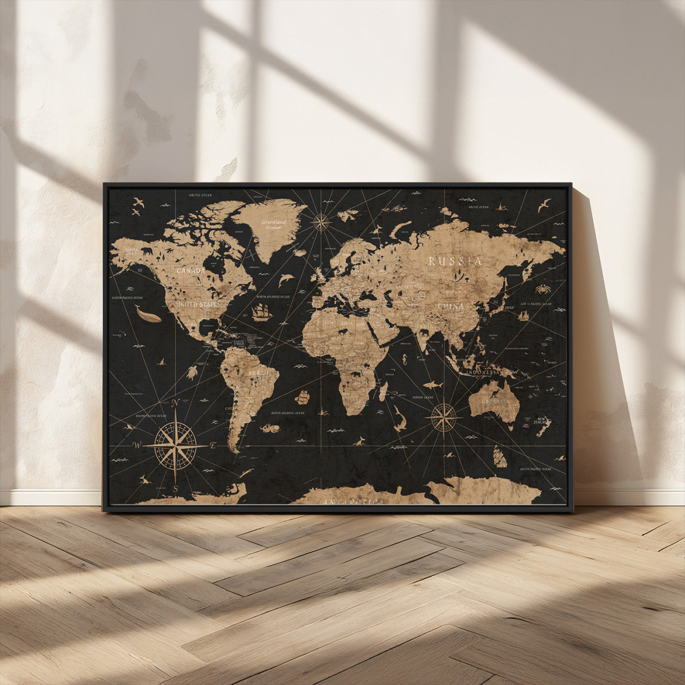 61023-MGV-CV-36X24-World Map Canvas Print – Framed Wall Art for Home Decor