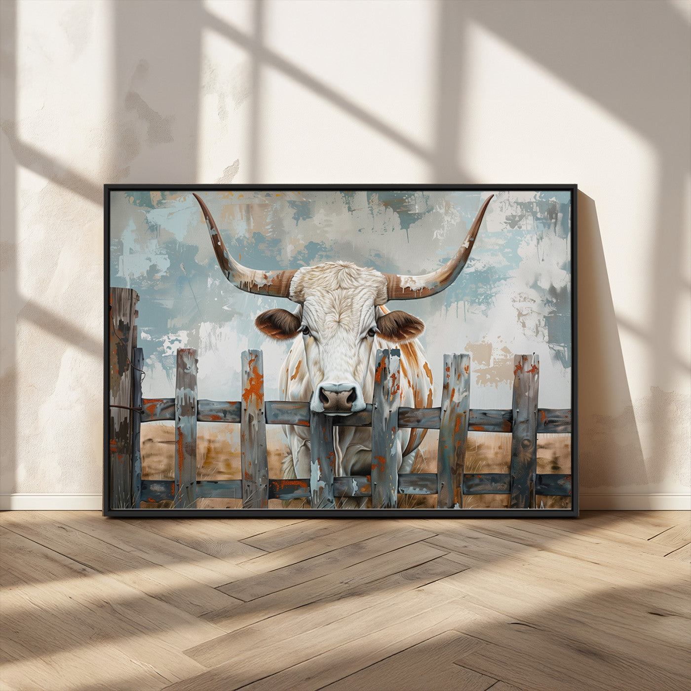 MGV-FC-36X24 - Vintage Cow Wall Art Canvas Print for Farmhouse Wall Decor Theme, Cattle Wall Art Print