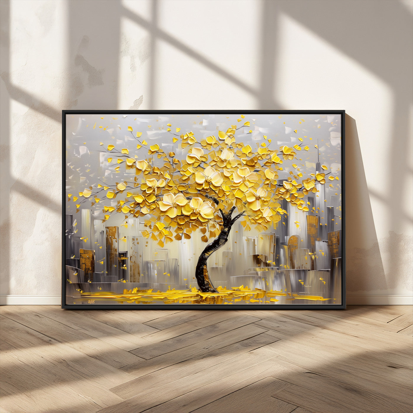 -Golden Tree Canvas Print | Abstract Wall Art for Modern Homes | Ready to Hang Framed Artwork