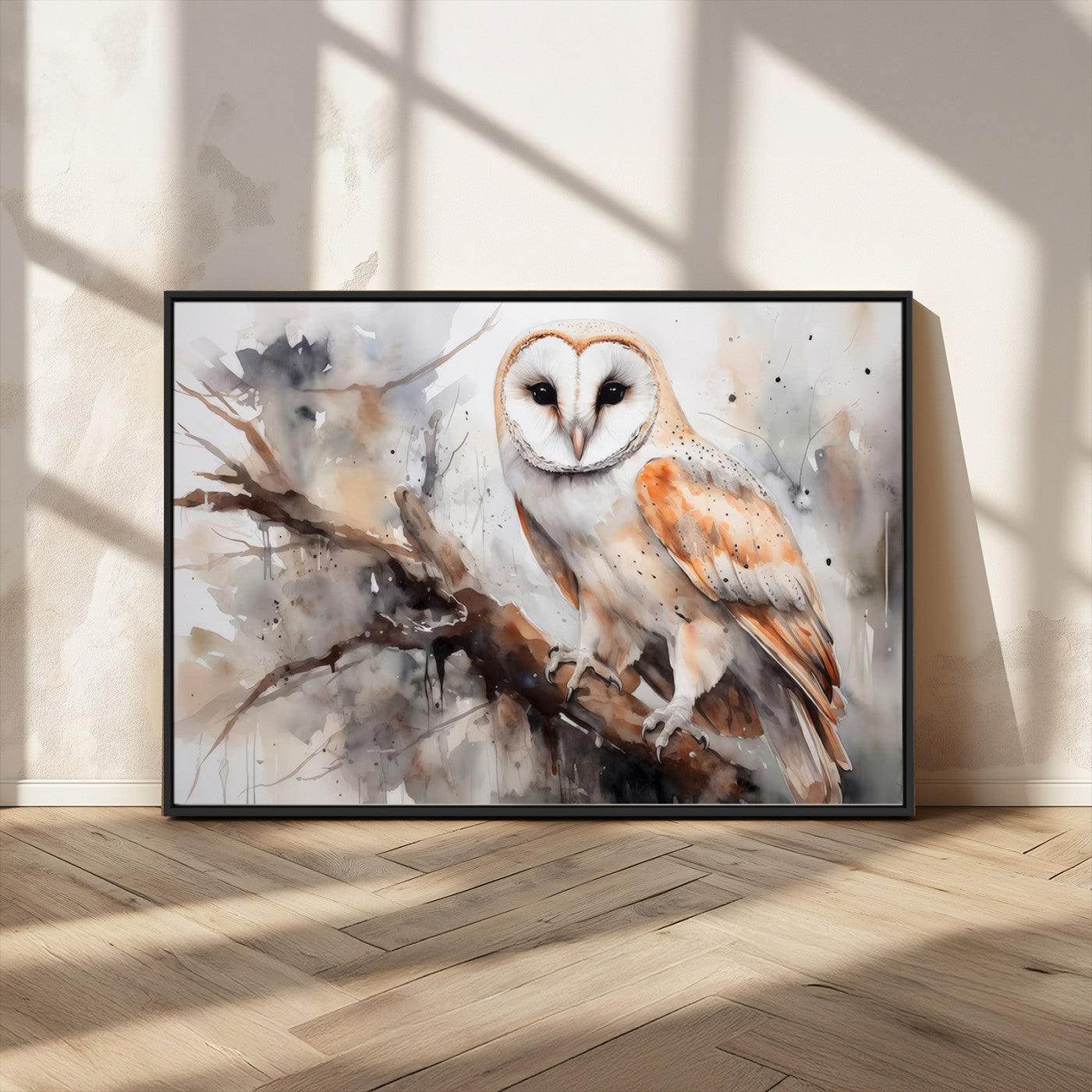 MGV-FC-36X24 - Barn Owl Wall Art | Watercolor Barn Owl Canvas Print | Perfect for Farmhouse Wall Decor | Ready to