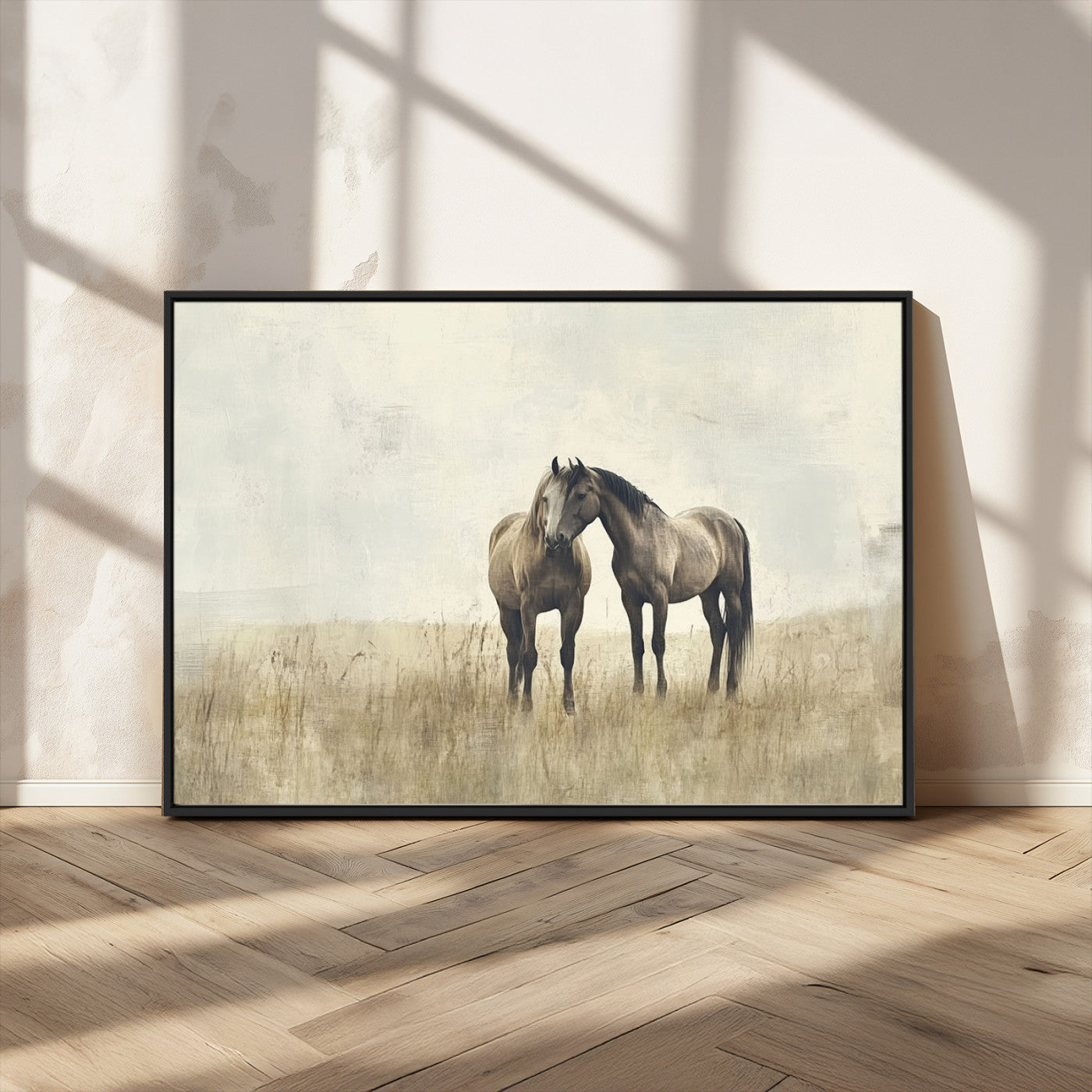 MGV-FC-36X24 - Chines Style Grunge Horses Wall Art Canvas Print