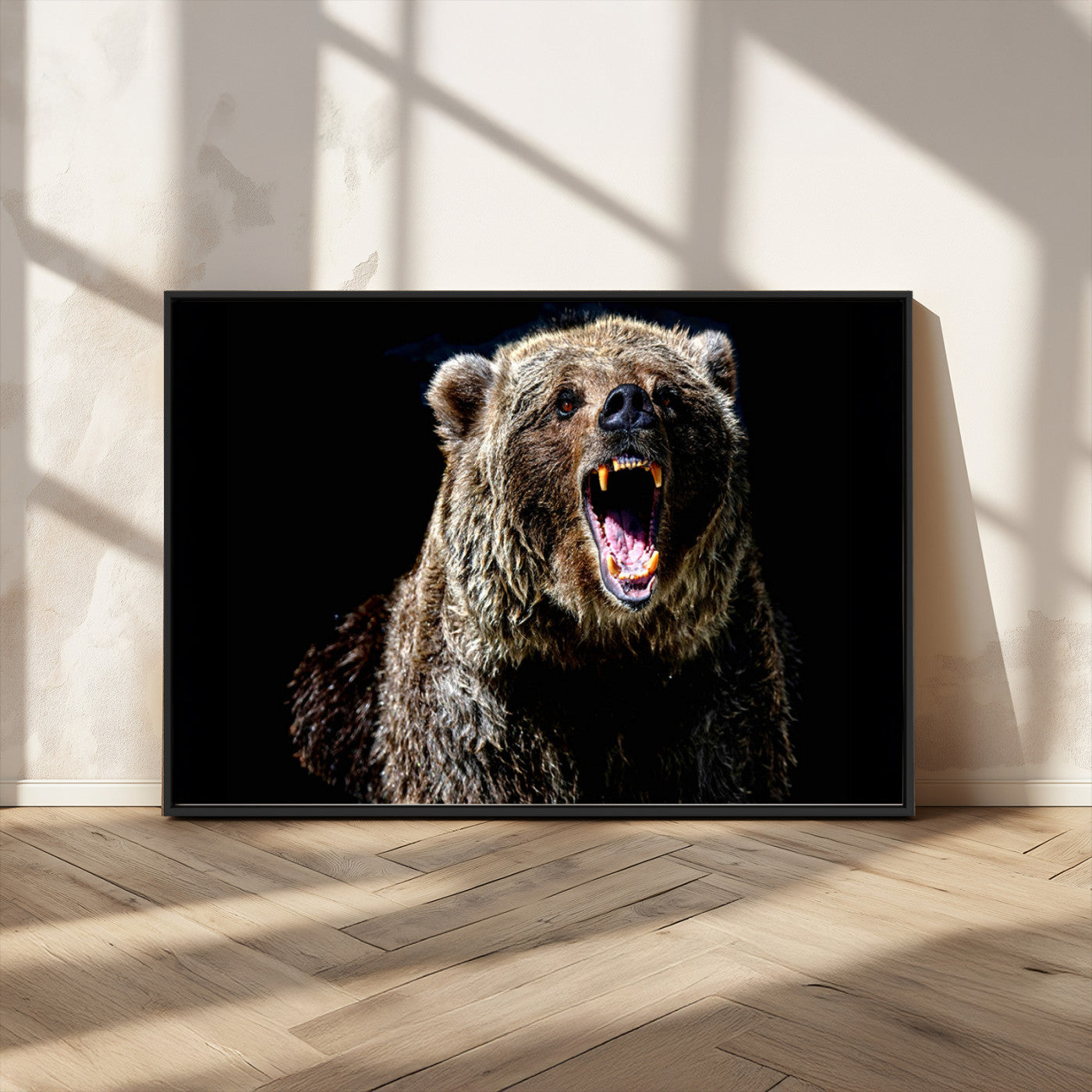 MGV-FC-36X24 - Grizzly Bear Canvas Print | Wildlife Wall Art for Cabin Decor | Ready to Hang Framed