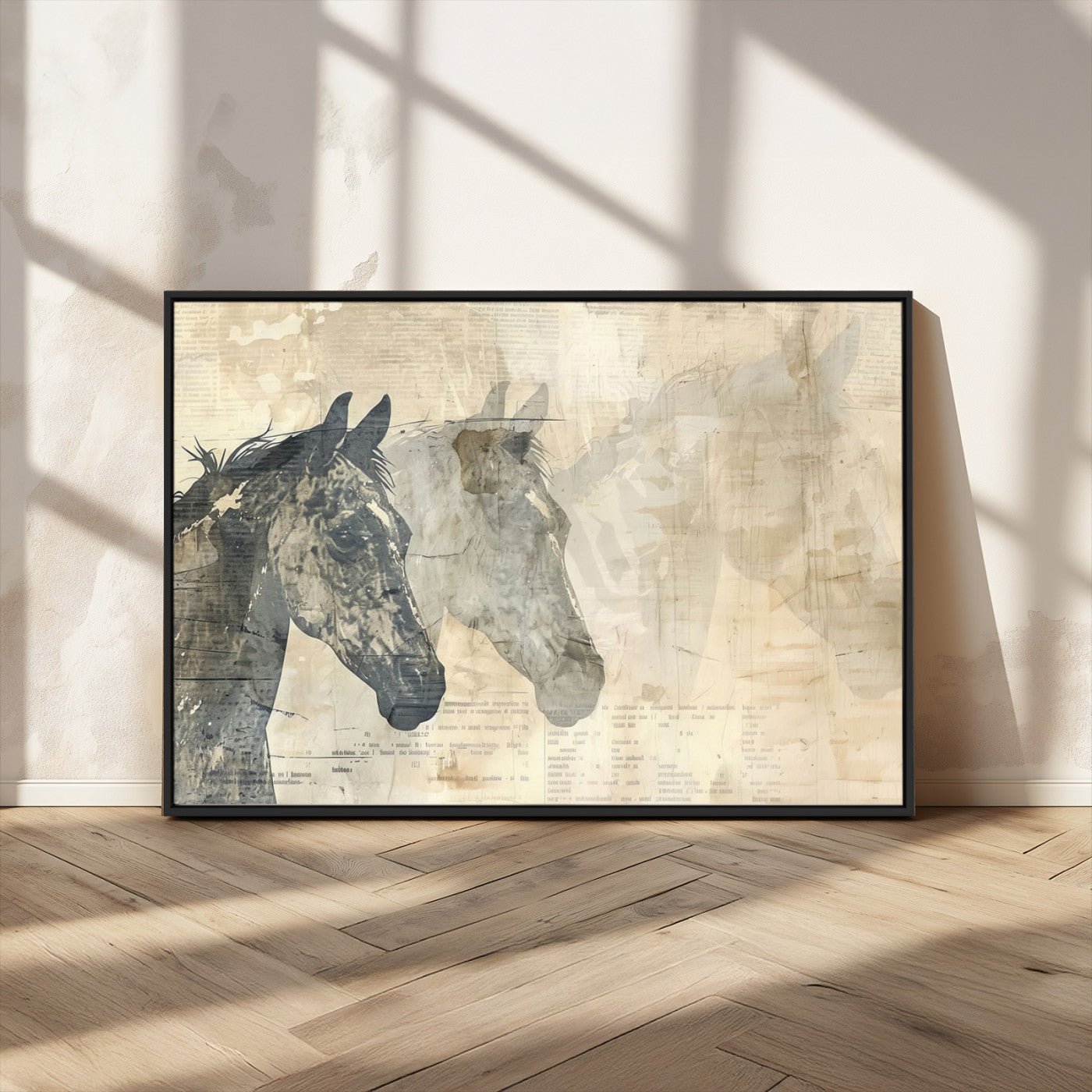 MGV-FC-36X24 - Abstract Horse Canvas Print | Modern Farmhouse Wall Art | Ready to Hang Framed