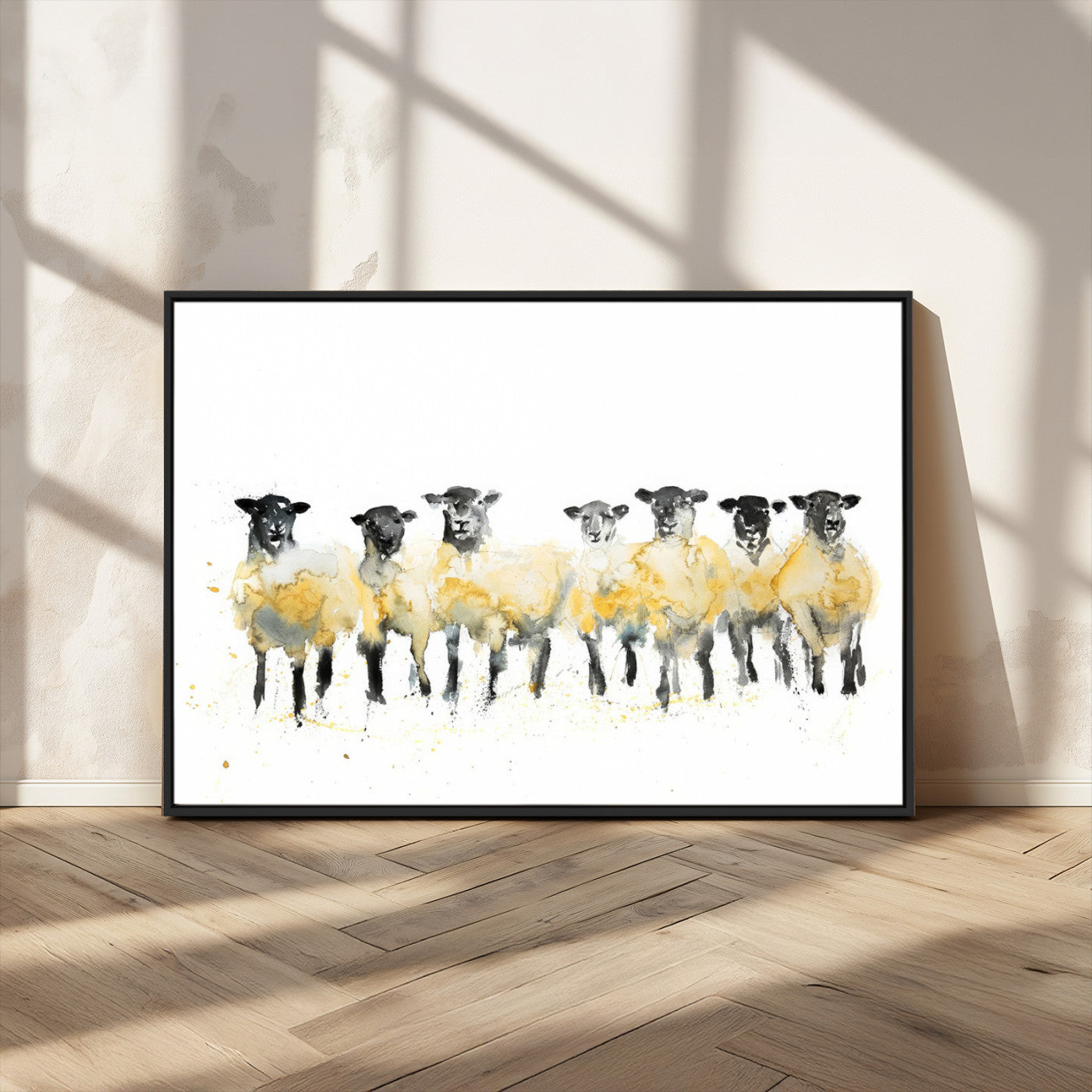 MGV-FC-36X24 - Farmhouse Wall Art Sheep Print | Ready to Hang Framed Canvas | Rustic Barn Decor
