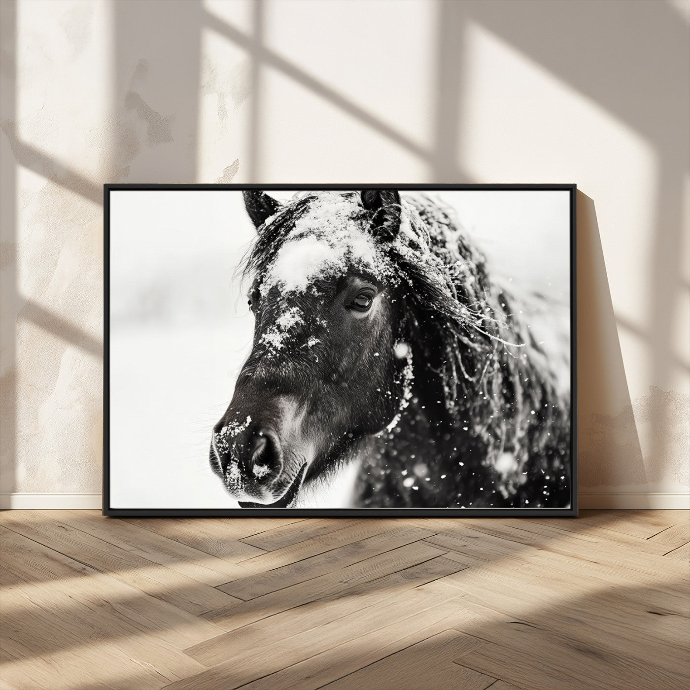 MGV-FC-36X24 - Framed Black and White Horse Wall Art | Ready to Hang and Framed | Farmhouse and Western Wall Decor