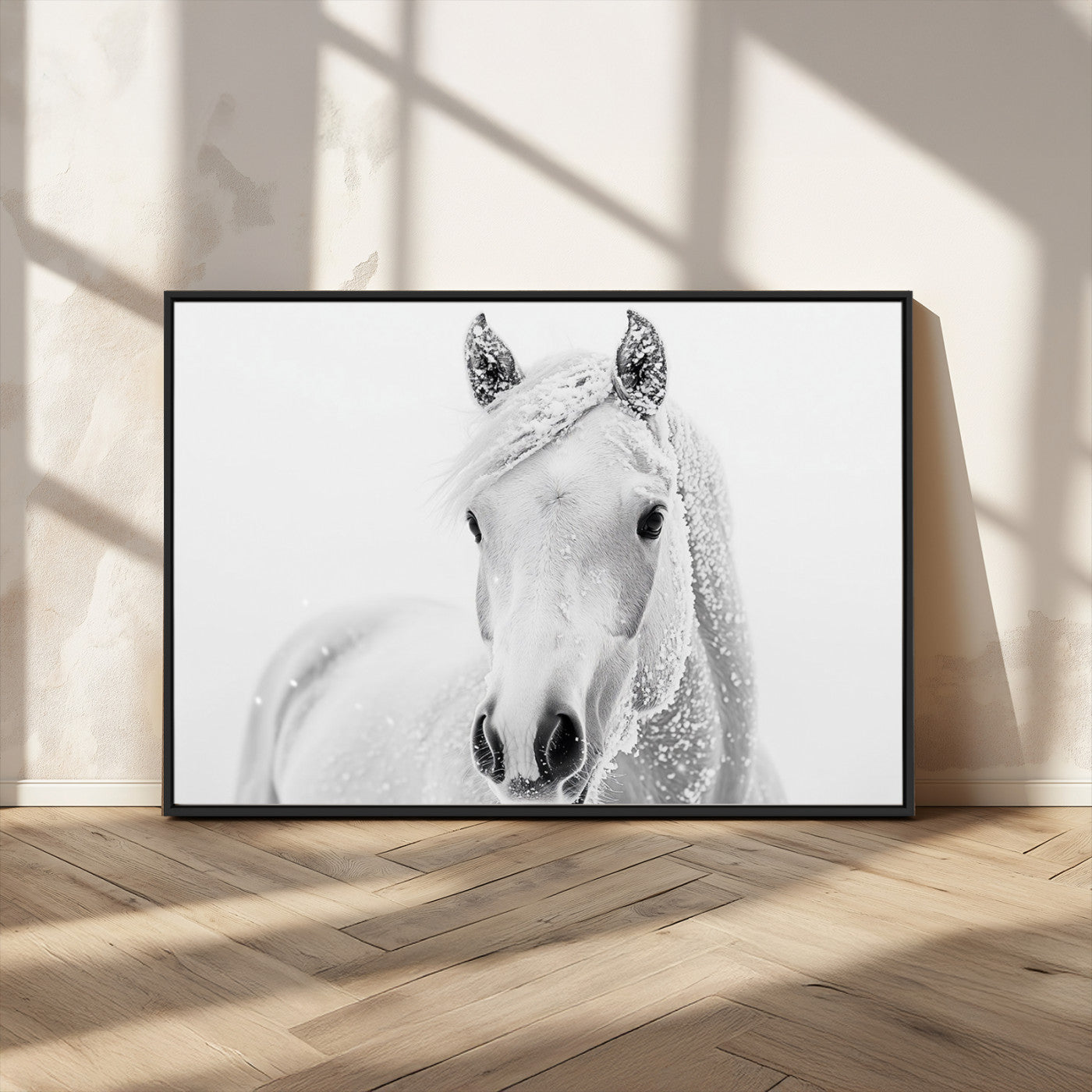 MGV-FC-36X24 - Majestic White Horse Wall Art | Ready to Hang and Framed | Farmhouse Wall Decor for Living Room