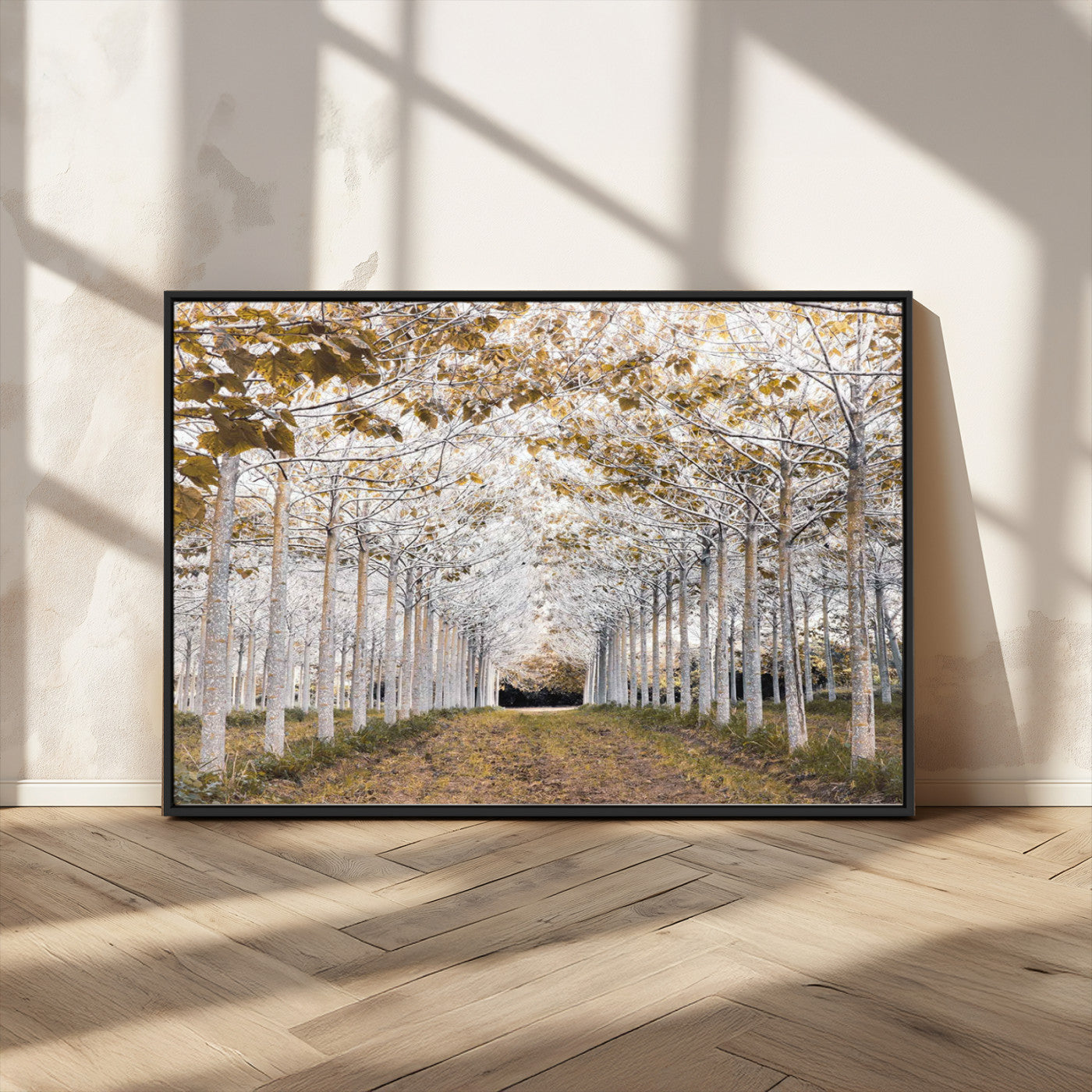 MGV-FC-36X24 - Forest Grove Wall Art | Serene Pathway Canvas Print | Ready to Hang and Framed Nature Wall Decor for