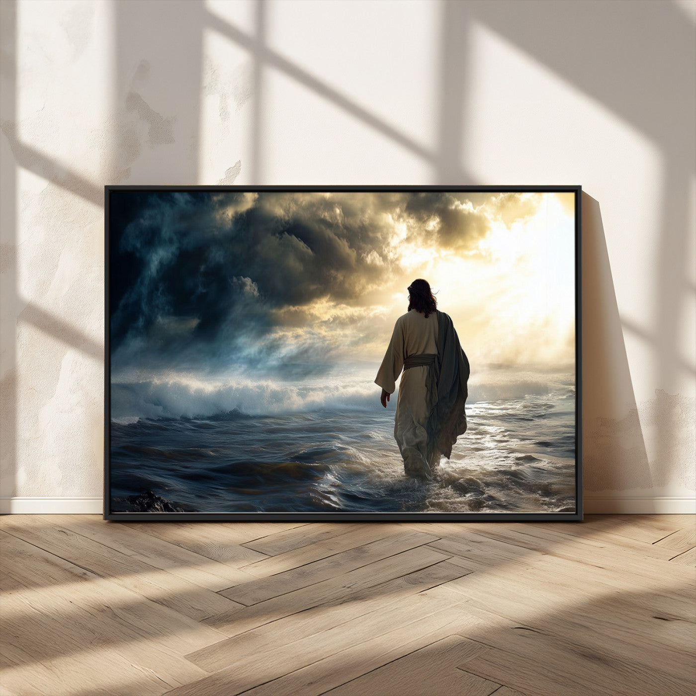 MGV-FC-36X24 - Jesus Walking on Water Wall Art | Canvas Print | Ready to Hang | Christian Home Decor | Spiritual