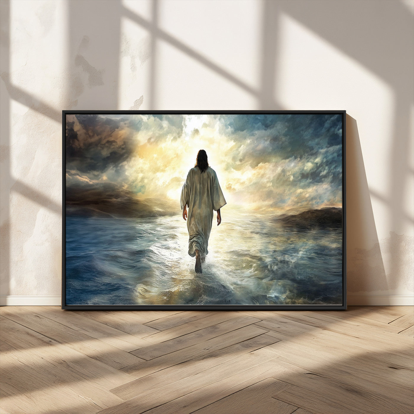 MGV-FC-36X24 - Jesus Walking on Water Wall Art | Canvas Print | Ready to Hang | Christian Home Decor | Spiritual