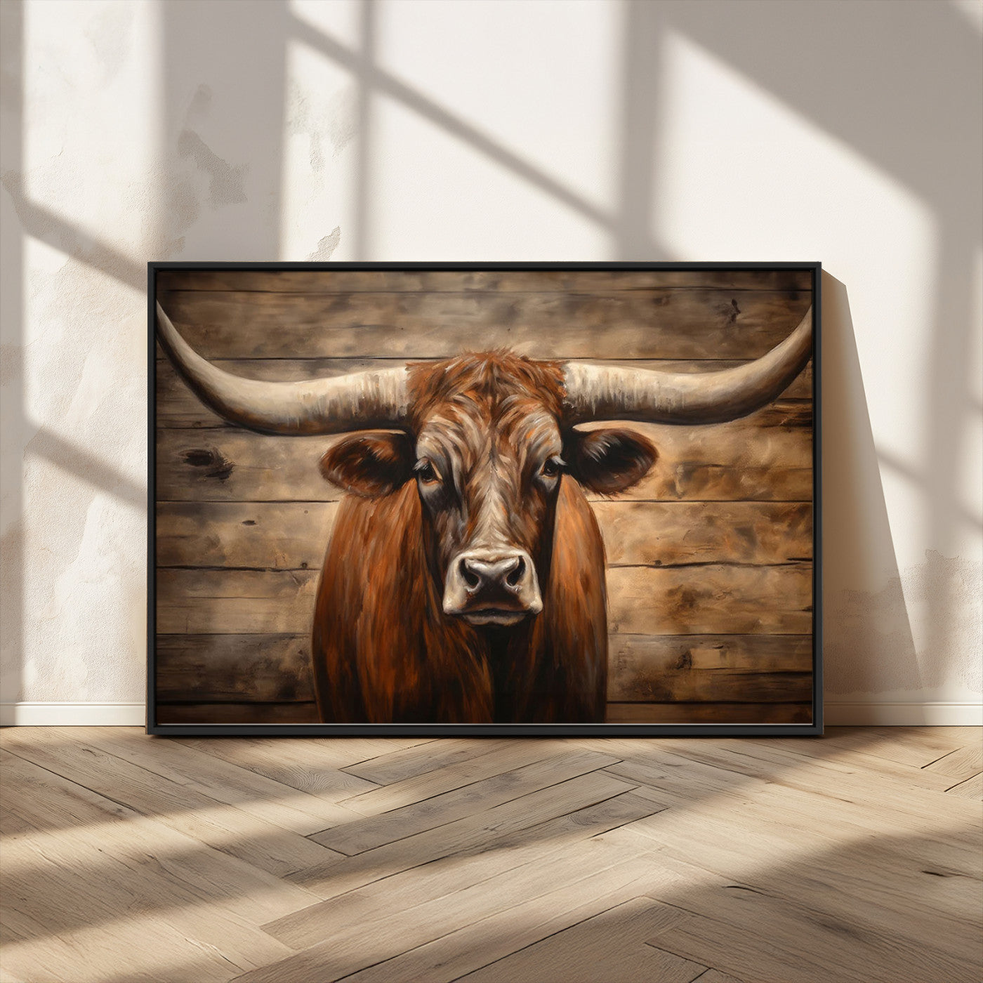 77556-MGV-CV-36X24-Longhorn Bull Wall Art | Canvas Print | Ready to Hang | Rustic Farmhouse Wall Decor | Western Barn