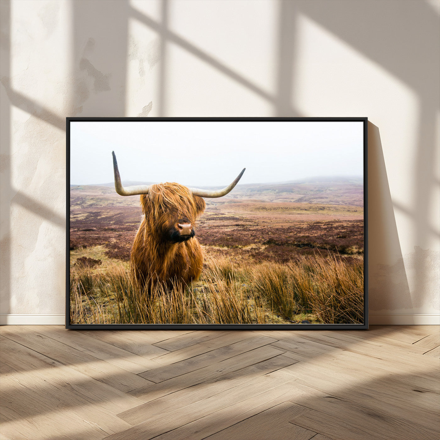 97274-MGV-CV-36X24-Scottish Highland Cow Canvas Wall Art – Rustic Farmhouse Charm with Highland Cattle – Ready to Hang