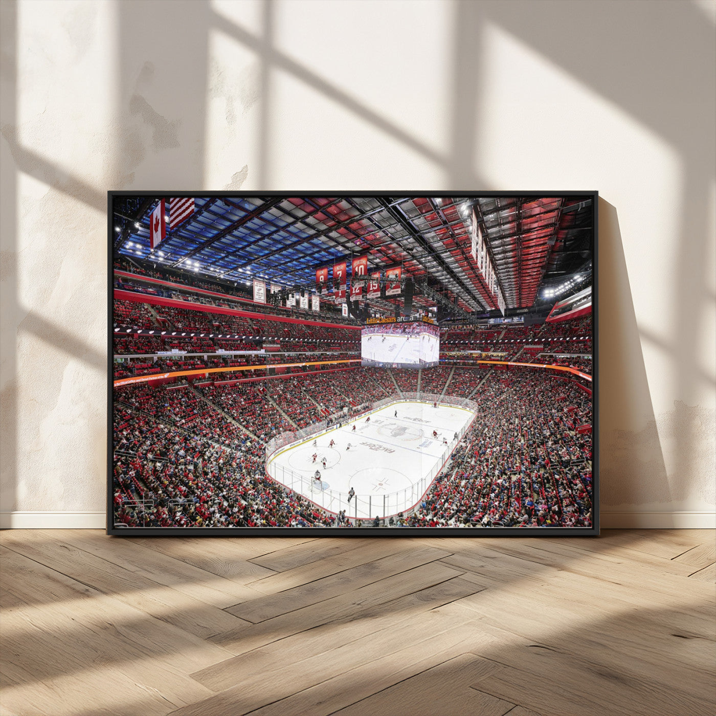 MGV-FC-36X24 - Barton Malow Little Caesars Arena Detroit Wall Art Canvas Print - Detroit Hockey and Basketball