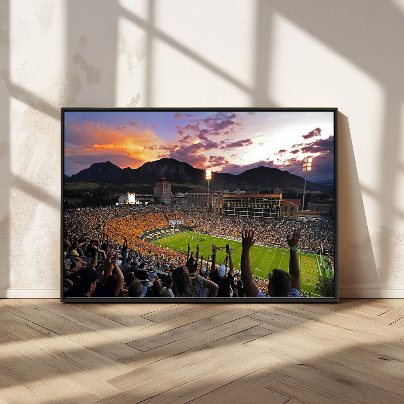 MGV-FC-36X24 - Framed Colorado Buffaloes Football Team Print - Boulder Folsom Field Stadium Wall Art Canvas Print