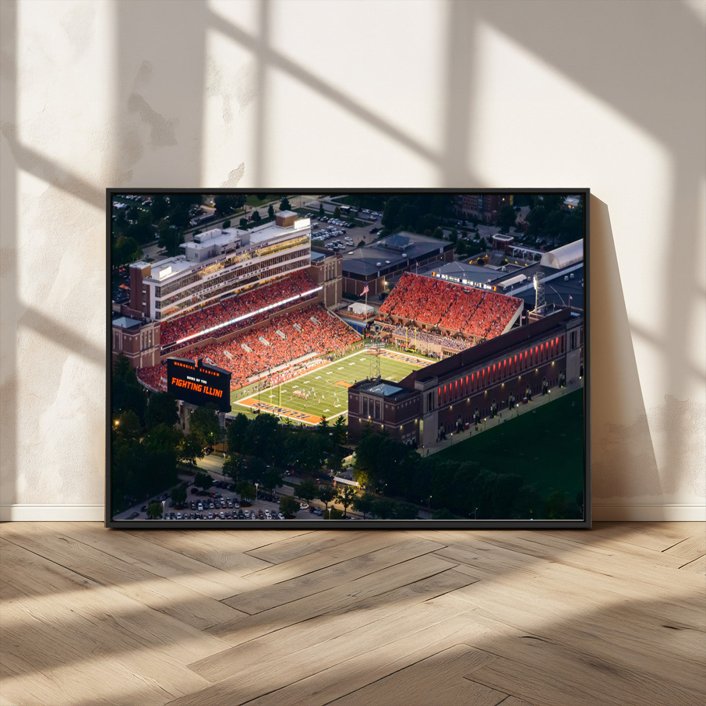 MGV-FC-36X24 - University of Illinois Fighting Illini Football Team Print - Champaign Illinois Memorial Stadium