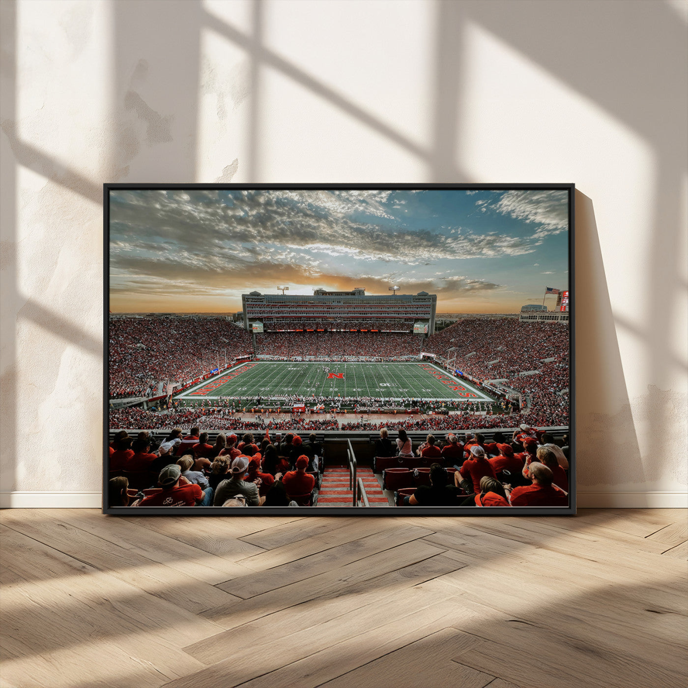 MGV-FC-36X24 - University of Nebraska Cornhuskers Football Team Print - Lincoln Memorial Stadium Art Canvas Print