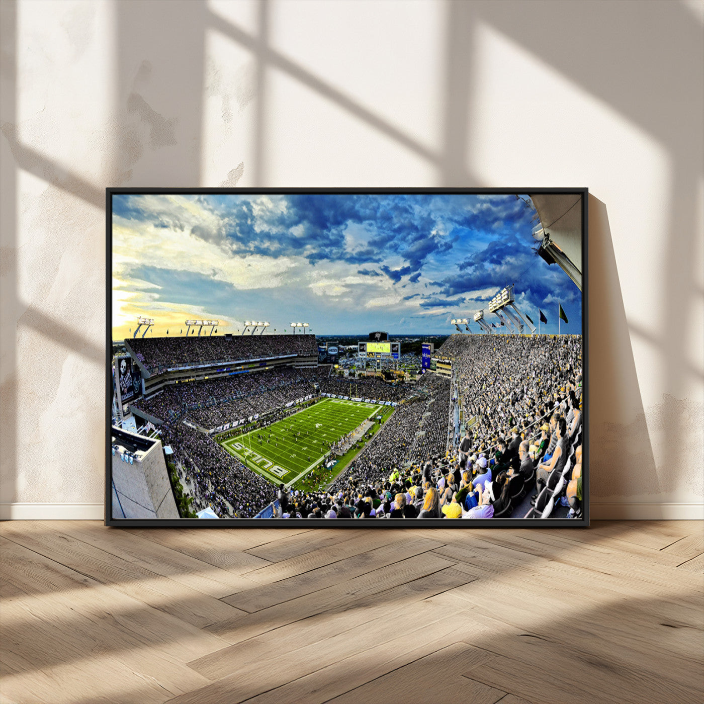 MGV-FC-36X24 - Framed USF Bulls Football Team Print - Tampa Raymond James Stadium Wall Art Canvas Print