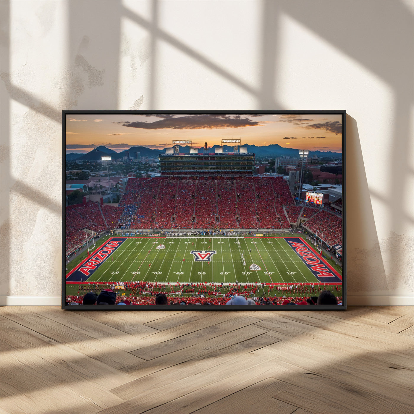 MGV-FC-36X24 - Framed Arizona Wildcats Football Team Print - Tucson Arizona Stadium Wall Art Canvas Print