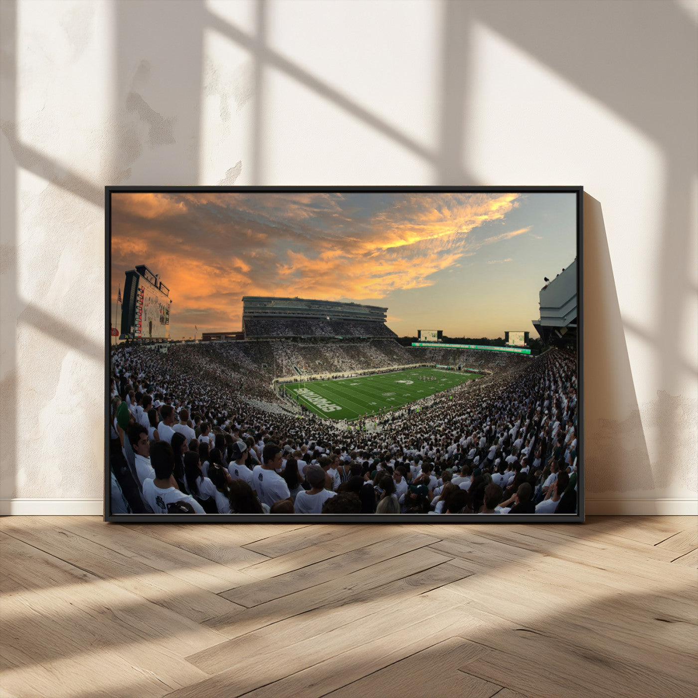 MGV-FC-36X24 - Michigan State Spartans Football Team Print - East Lansing Spartan Stadium Wall Art Canvas Print