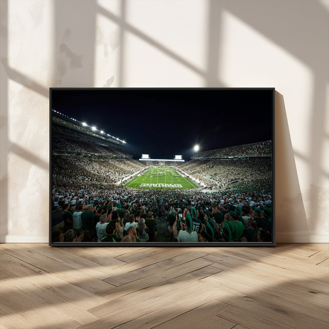 MGV-FC-36X24 - Framed Michigan State Spartans Football Team Print - East Lansing Spartan Stadium Wall Art Canvas