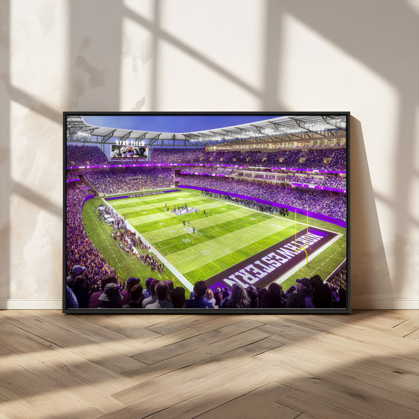 MGV-FC-36X24 - Northwestern University Wildcats Football Team Print - Evanston Ryan Field Wall Art Canvas Print