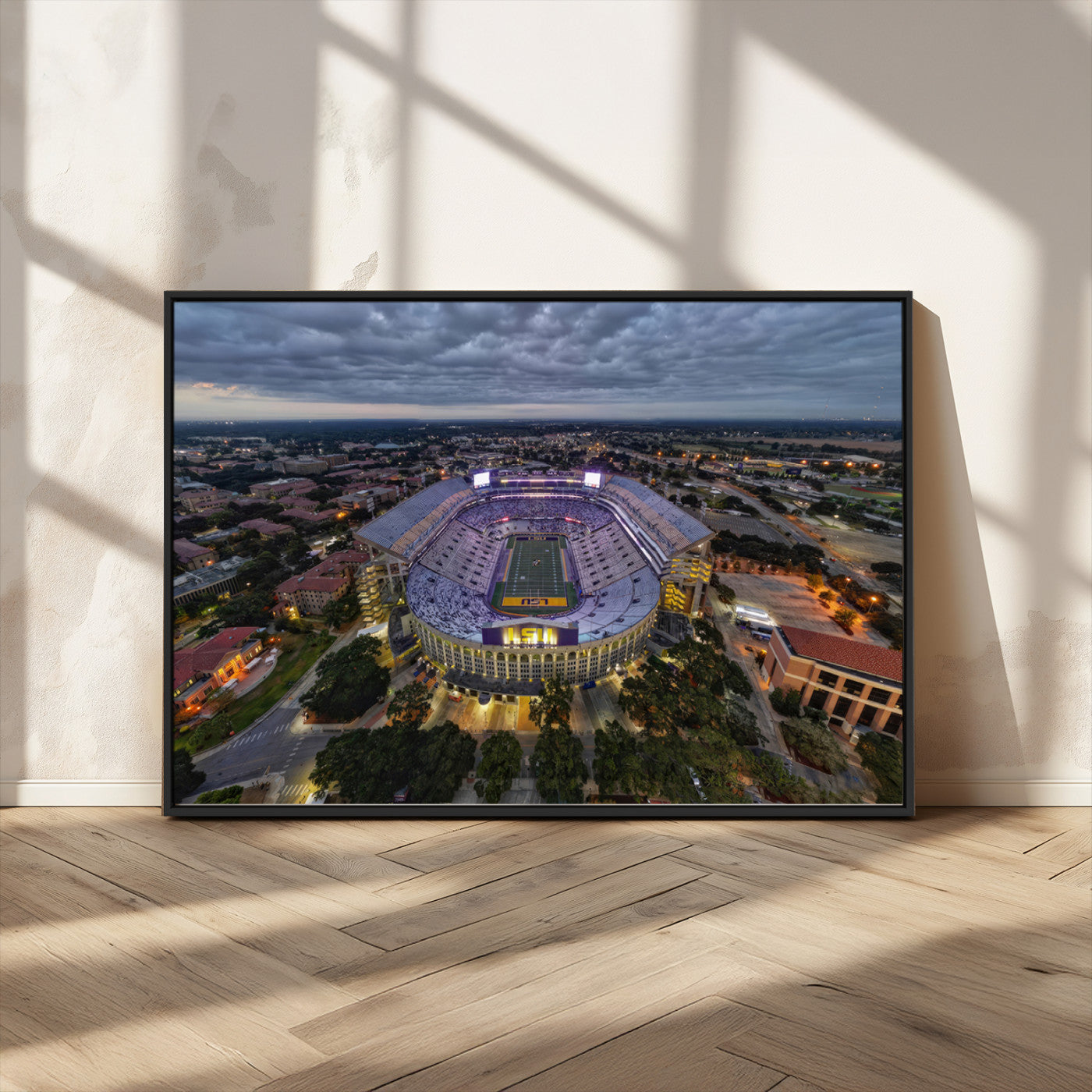 MGV-FC-36X24 - The Louisiana State University Tigers Football Team Print - Baton Rouge Tiger Stadium Wall Art