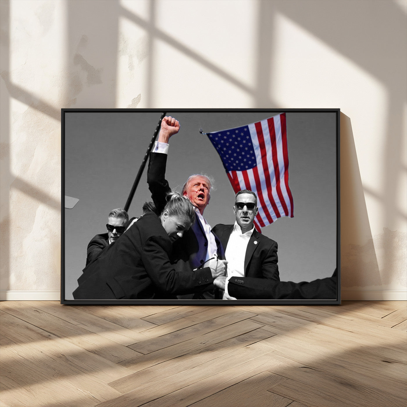 MGV-FC-36X24 - Donald Trump Assassination Attempt Wall Art Print, Trump Historic Footage - Iconic Reaction by Trump