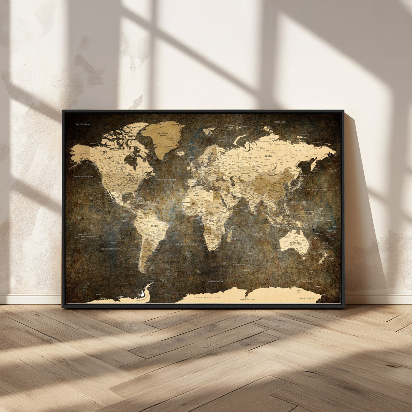 MGV-FC-36X24 - Push Pin World Map Canvas Print – Framed Wall Art for Couples to Track Their Travels – Anniversary