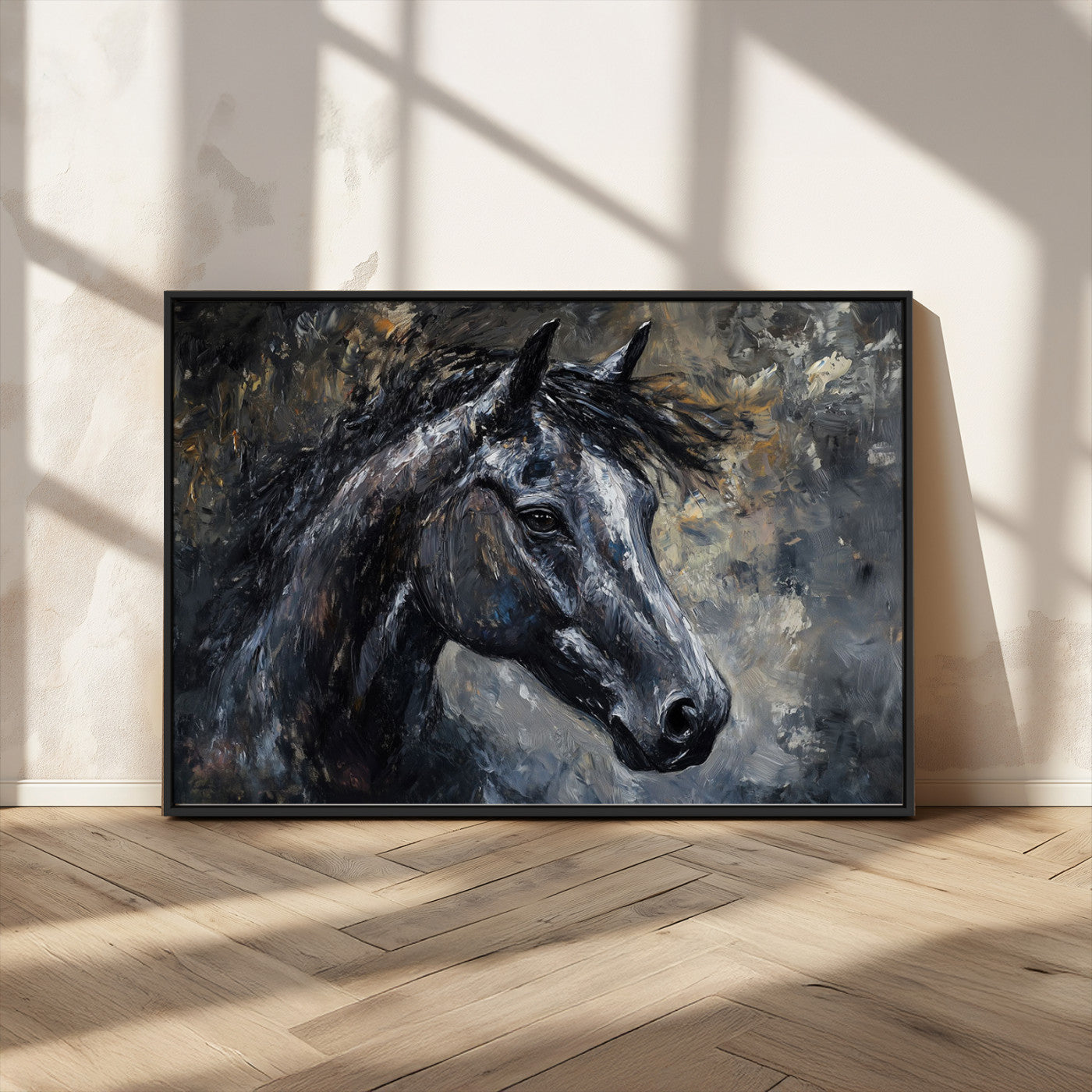 MGV-FC-36X24 - Large Abstract Horse Wall Art Canvas Print | Farmhouse Wall Decor | Rustic Horse Art | Western Cabin