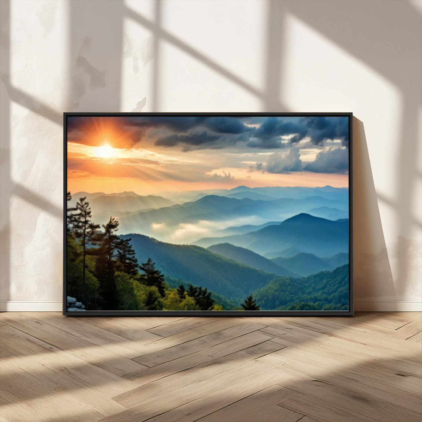 MGV-FC-36X24 - Sunrise Over Mountain Range Wall Art Canvas Print, Farmhouse Wall Decor, Cabin Wall Art