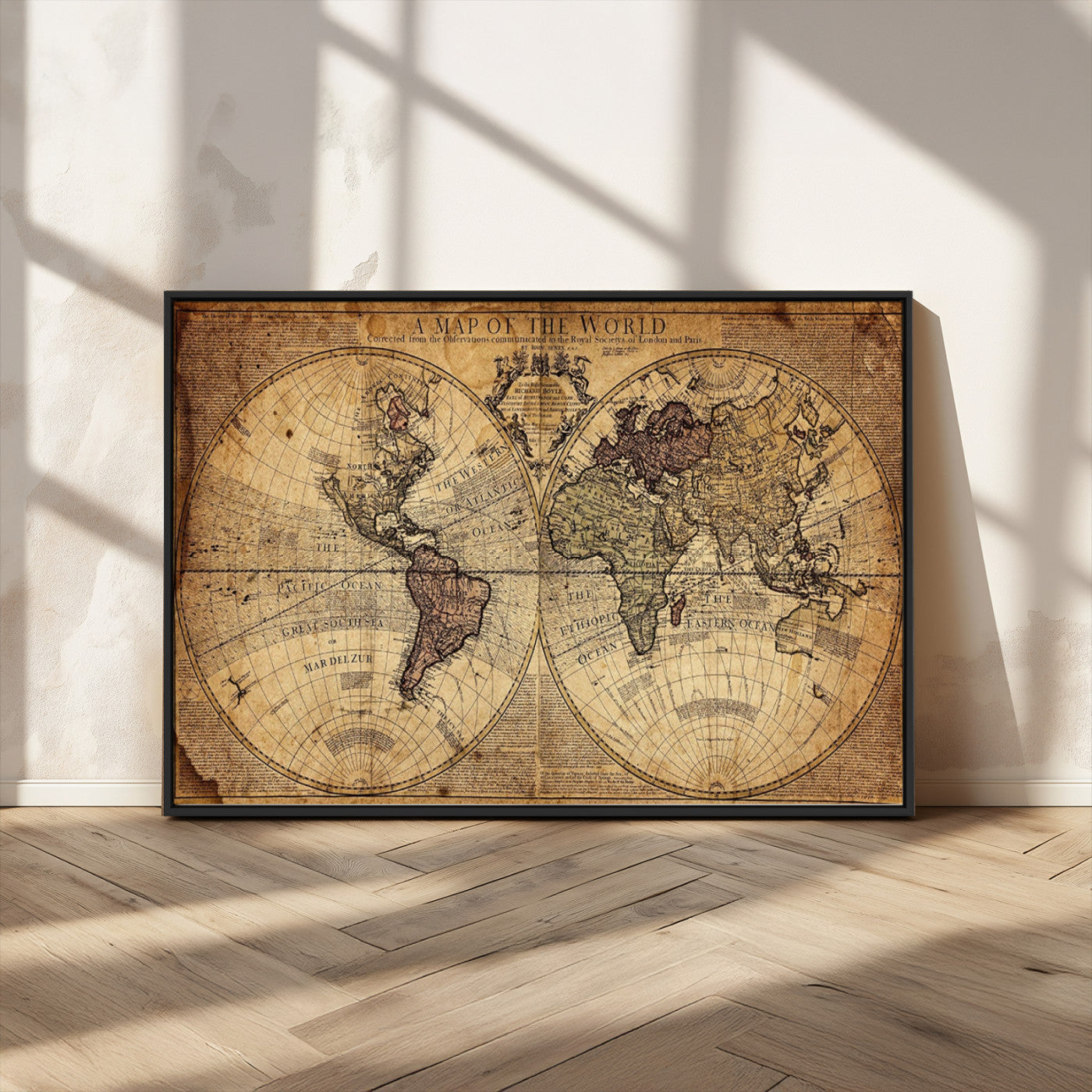 MGV-FC-36X24 - Push Pin World Map Canvas Print – Framed Wall Art for Couples to Track Their Travels – Anniversary