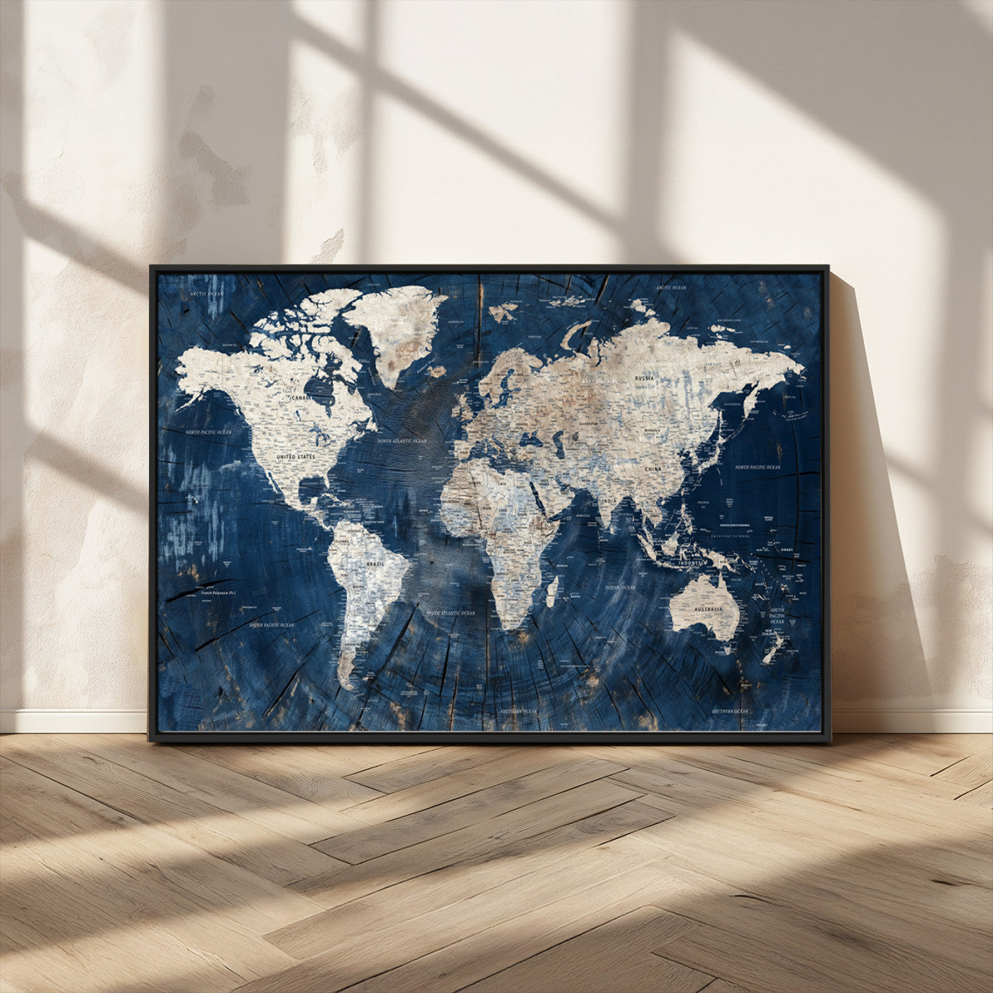 MGV-FC-36X24 - Push Pin World Map Canvas Print – Framed Wall Art for Couples to Track Their Travels – Anniversary