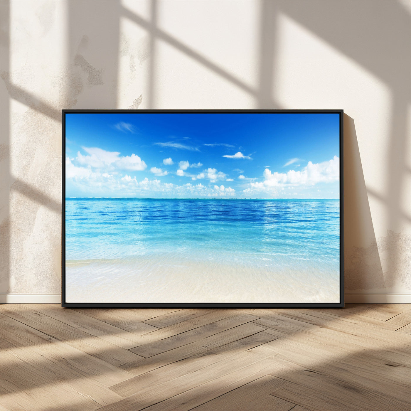 MGV-FC-36X24 - Beach Scene Canvas Wall Art Print – Tranquil Ocean Horizon and White Sand Beach Wall Decor for Home