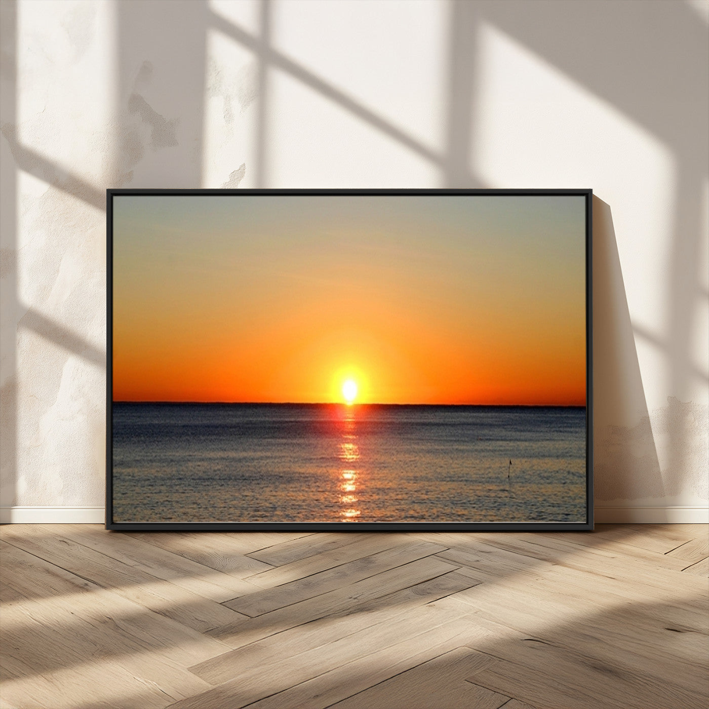 54676-MGV-CV-36X24-Golden Horizon Sunset Over Ocean Wall Art Canvas Print – Tropical Beach Canvas Wall Art – Giclee