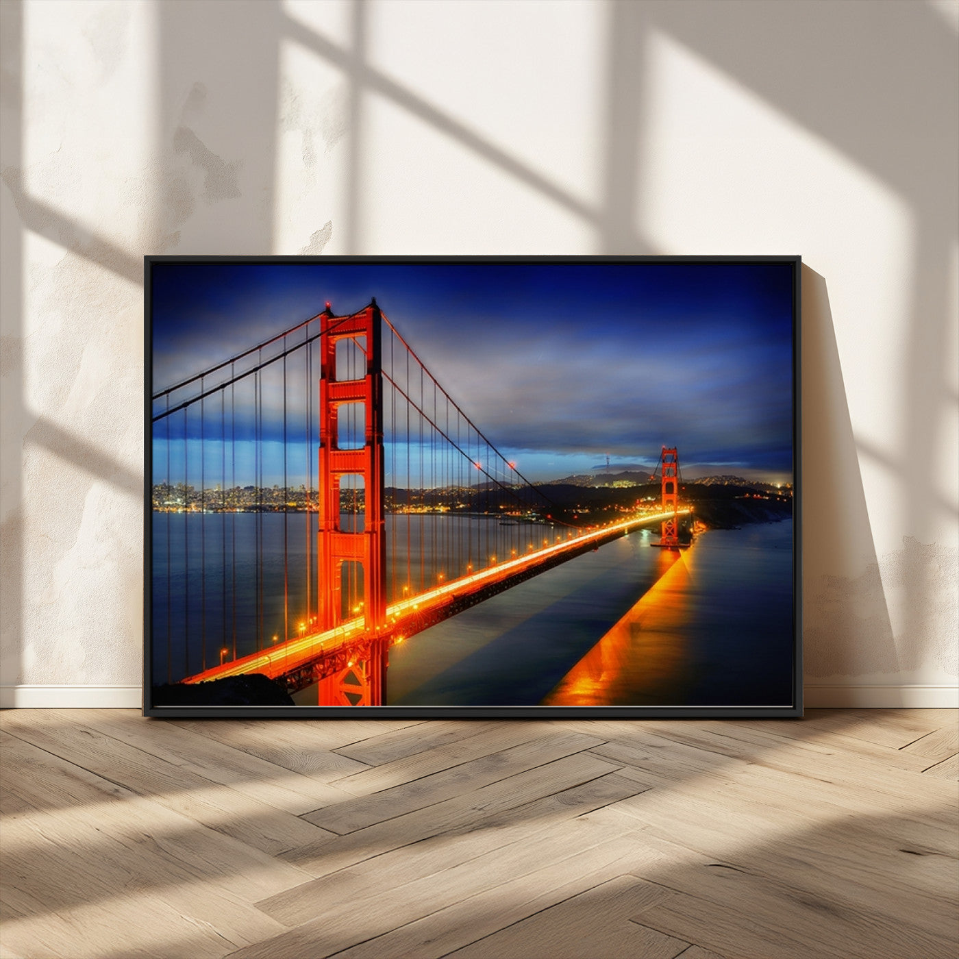 MGV-FC-36X24 - Large Wall Art San Francisco Canvas Print - Wonderful Golden Gate Bridge at Twilight