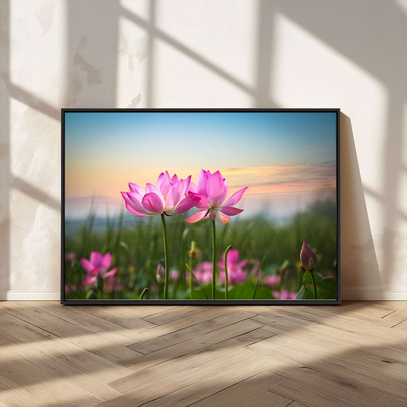 MGV-FC-36X24 - Pink Flower on the Mountain Canvas Print, Framed Pink Flower Canvas Wall Art