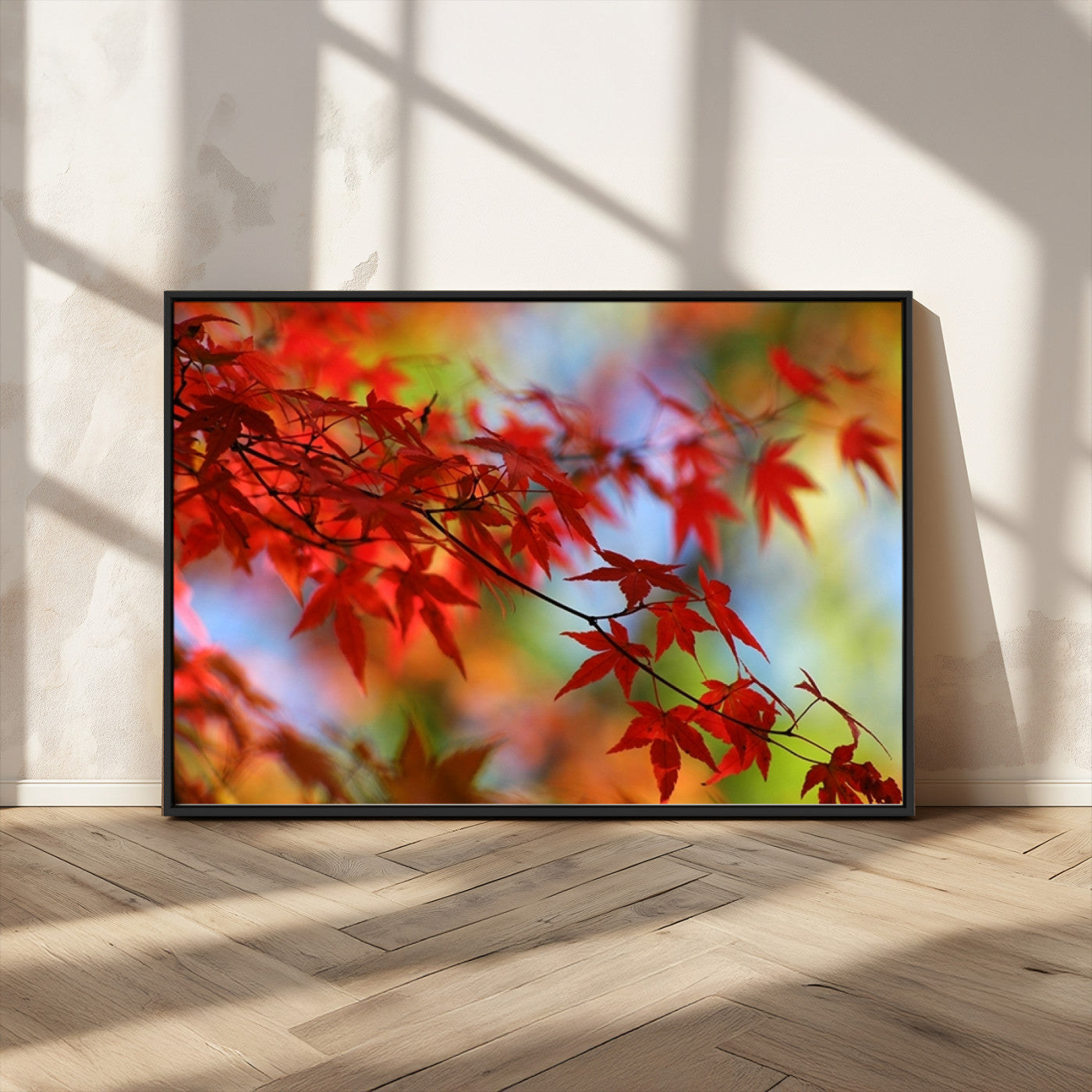 MGV-FC-36X24 - Red Leaves Autumn Forest Wall Art Canvas, Red Leaves Autumn Forest Canvas Print