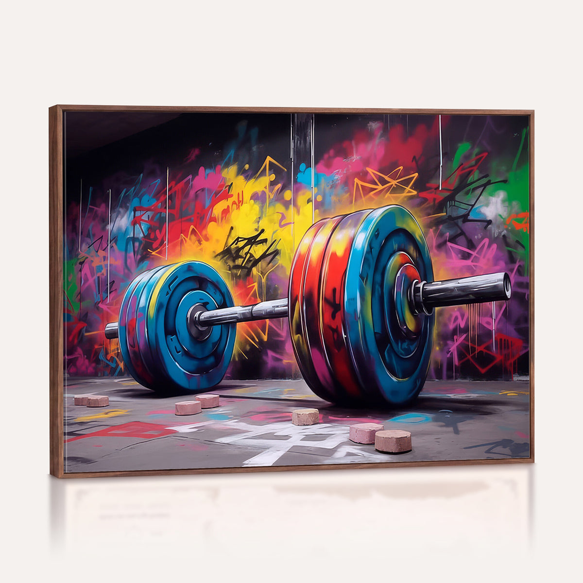 13549-MGV-CV-36X24 - Abstract Graffiti Barbell Canvas Wall Art | Urban Fitness Meets Bold Street Art