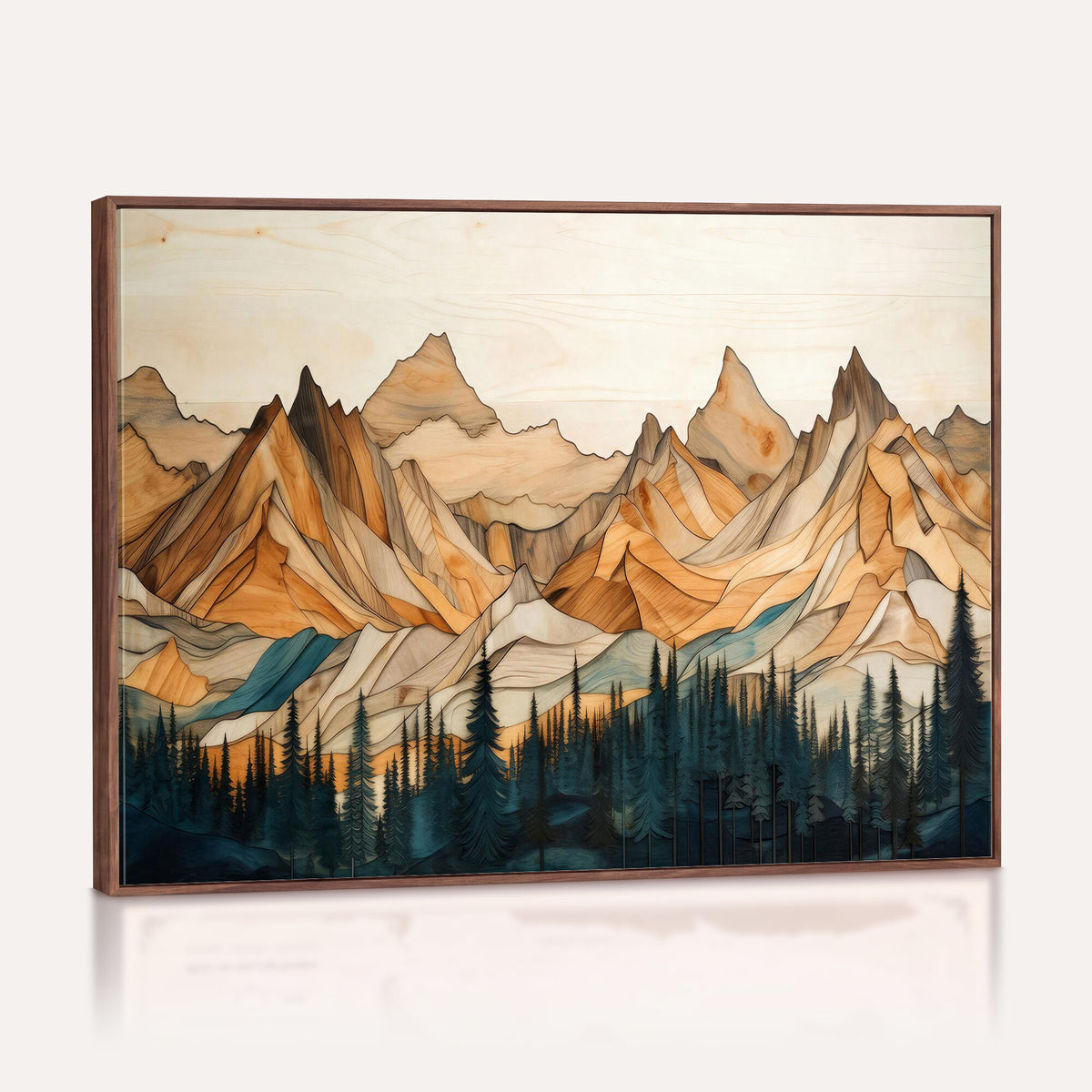 31576-PAN-FL-20X10 - Rustic Wood Mountain Wall Art Print | Triptych Giclee Print Featuring Handcrafted Forest and