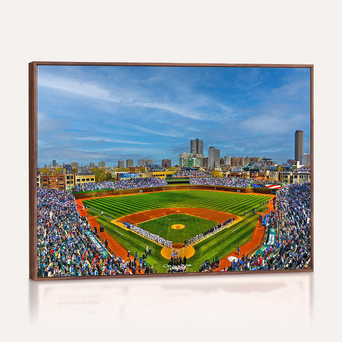 78105-MGV-CV-36X24 - Wrigley Field Chicago Cubs Panoramic Canvas Print, Framed and Ready to Hang